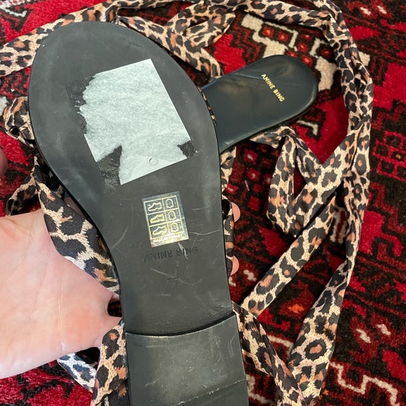 NEW Anine Bing Leopard Tie Up Sandals 37 - Picture 4 of 4